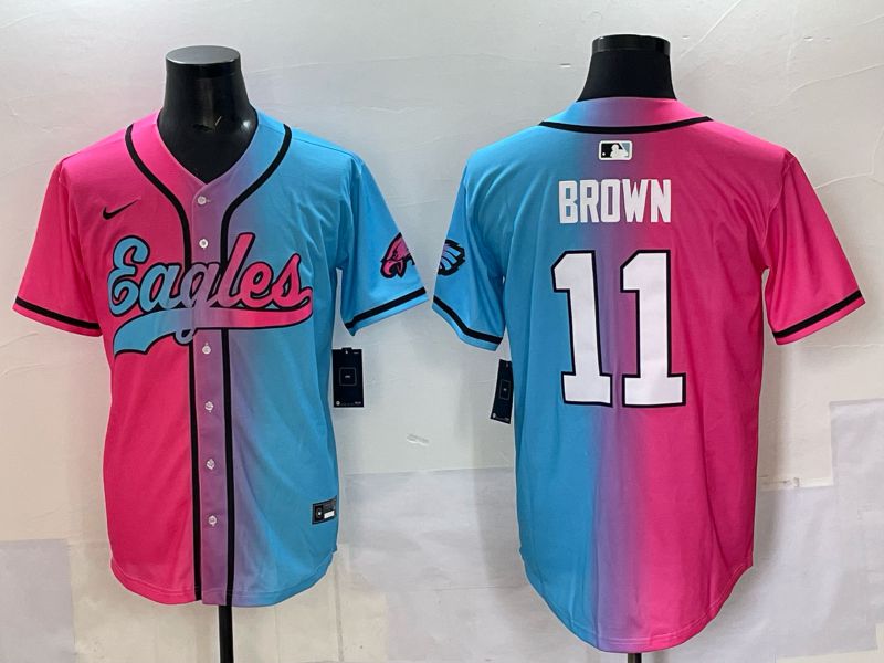 Men 2025 Philadelphia Eagles #11 Brown Blue pink Nike Limited NFL Jersey style 01->philadelphia eagles->NFL Jersey